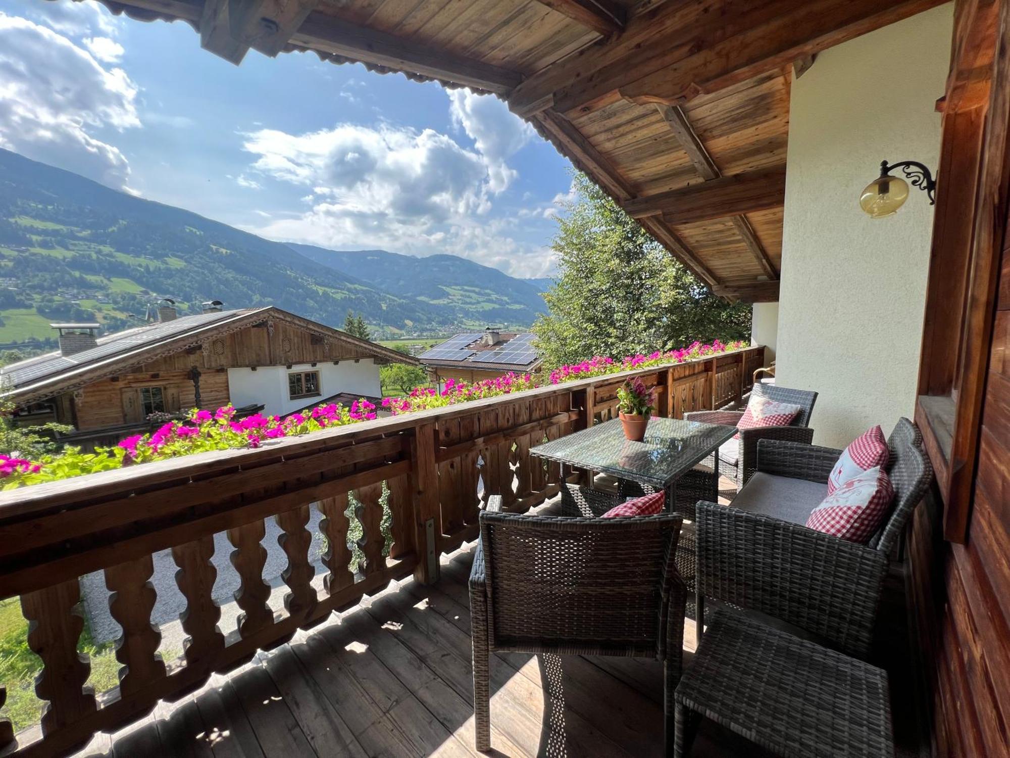 Ferienwohnung Gamsbock Panorama View Balkon, Gartensauna, Garten, Grillplatz Stumm Exterior foto